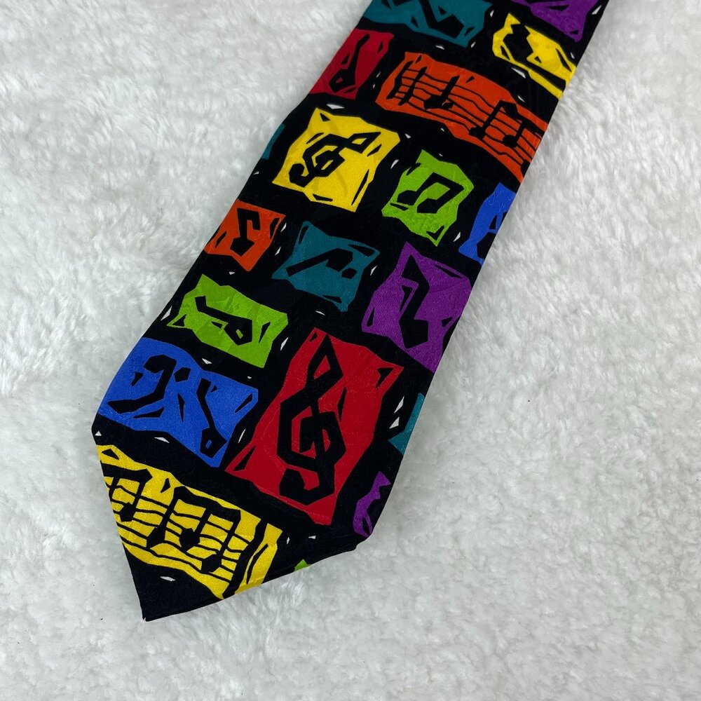 RM Style Neck Tie, Vintage Musical Graphic Composition 1997 Ralph Marlin & Co